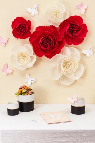 Miniatura 8 de Decoración de flores de papel crepé para pared, flores para decoración de boda, decoración de fondo de flores, baby shower, fiesta de cumpleaños