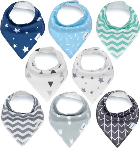 Miniatura 10 de KiddyStar Drool Bibs for Babies – Organic, Unisex, Soft Absorbent Teething Bibs with Adjustable Snaps Paquete de 10 baberos de dentición de moda