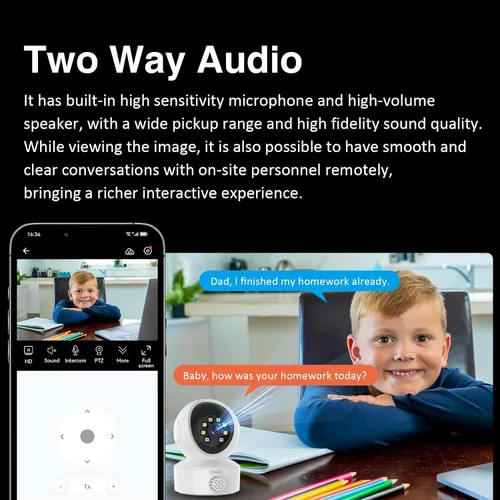 Miniatura 8 de EVERSECU Cámara de seguridad para el hogar con detección de humo y gas con alarma de sonido y alerta en tiempo real, seguimiento automático