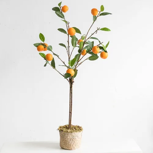 LIOONS Árbol artificial realista de limón, naranja, árbol artificial de simulación, plantas artificiales de suelo, árbol de imitación grande para el
