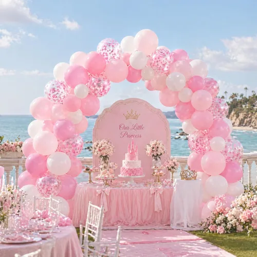 Miniatura 4 de Globos rosa y blanco, 60 paquetes de globos de 12 pulgadas de color rosa claro y blanco con globos de confeti para decoraciones de fiesta