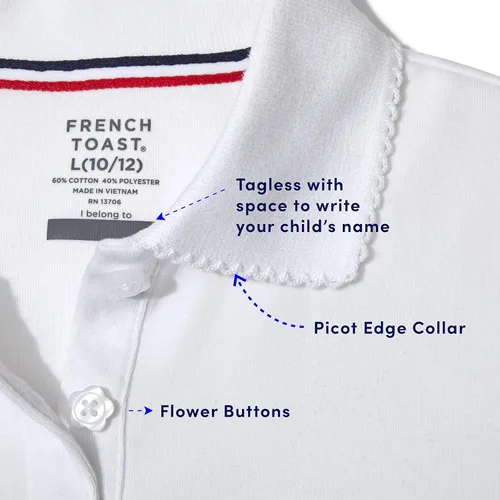 Miniatura 4 de French Toast - Camisa de uniforme escolar de manga corta con cuello picot para niña (estándar y plus)