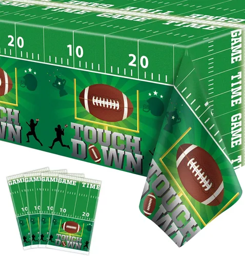 Paquete de 4 manteles de fútbol americano, fundas para mesa de cumpleaños, fiesta temática de fútbol, mantel desechable para mesa de retorno,