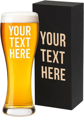 Miniatura 10 de Taza de Cerveza Personalizada de 16 oz con Fuente Personalizada Grabada en Vidrio con Tu Texto – Regalo Único para Papá, Esposo, Cumpleaños, Boda