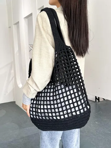 Miniatura 7 de ENBEI Bolso de playa plegable para mujer, lavable y ligero, bolso de hombro tejido ecológico para viajes, compras, regalos