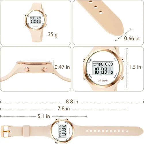 Miniatura 69 de Women LED Display Elecreonic Watch Fashion Chrono Alarm Digital Clock Woman Outdoor Sport Wirstwatch