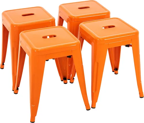 Miniatura 22 de Brage Living Juego de 4 taburetes industriales de metal de 18 pulgadas, taburetes apilables para aula, sillas de comedor de metal sin espalda