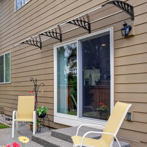 Miniatura 4 de Toldo de policarbonato transparente de 40 x 30 pulgadas con soporte de ABS, toldo para puerta delantera, toldo para exteriores, protección UV