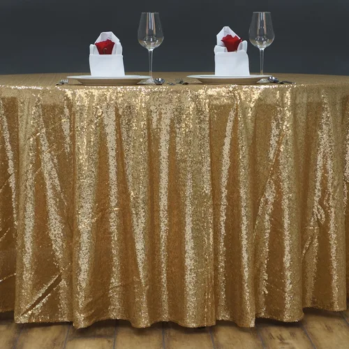 Miniatura 2 de Tableclothsfactory Luxury Collection - Manteles redondos de lentejuelas de 108 pulgadas, color dorado