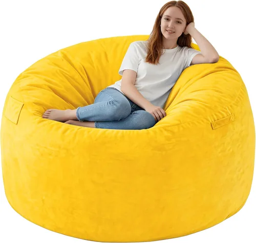 Miniatura 59 de Silla de Puf de 3 Pies, Sillas de Puf Cómodas con Relleno de Espuma Viscoelástica, Sofá de Puf Esponjoso con Funda de Terciopelo Holandés, Sillas