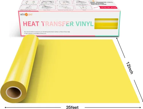 Miniatura 7 de HTVRONT - Rollo de vinilo de transferencia de calor 12 x 35 pies, vinilo amarillo HTV para camisas, vinilo para Cricut y Cameo, fácil de cortar