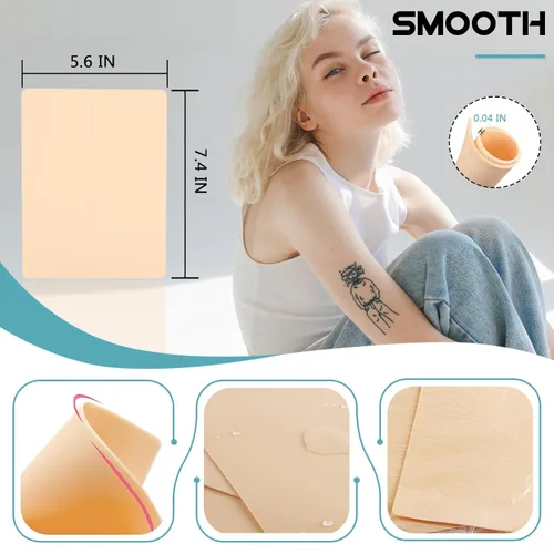 Miniatura 4 de Piel de tatuaje con papel de transferencia, kit de 40 piezas de piel falsa y papel de plantilla, incluye 20 piezas de piel de práctica de doble cara