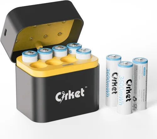 Paquete de 8 baterías recargables AA de iones de litio con cargador rápido | 3600 mWh de alta capacidad | 1.5 V | Ecológico | Pilas de litio doble A