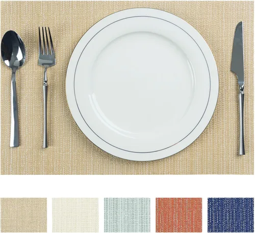 Miniatura 8 de AHHFSMEI Manteles individuales para mesa de comedor, juego de 4, manteles individuales de vinilo tejido de plástico, antideslizantes, aislamiento
