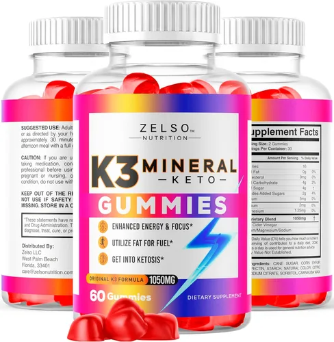 Miniatura 4 de Paquete de 3 gomitas minerales Keto K3, gomitas minerales Keto K3 para perder peso, bloqueador de grasa mineral K3 para hombres y mujeres