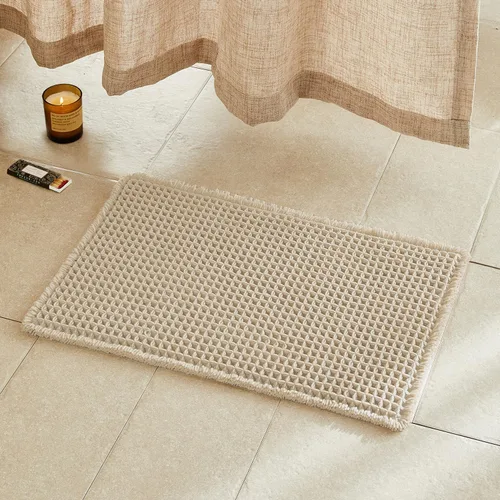 Miniatura 96 de TYUU Tapete de baño estilo gofre, tapete de baño bohemio, antideslizante, lavable, súper absorbente, de secado rápido, bonito tapete de baño