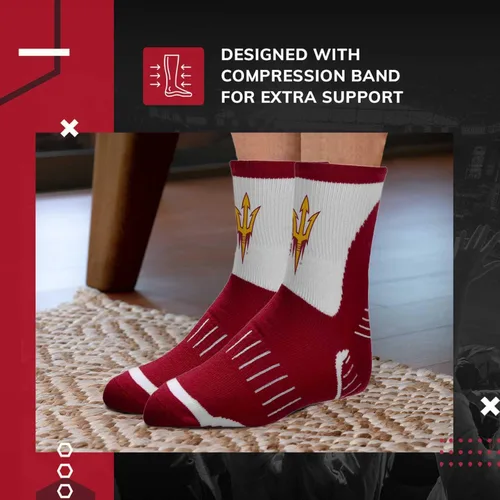 Miniatura 3 de For Bare Feet Adult NCAA Surge Quarter Length Crew Socks - All Weather Performance - Men & Women - Enhance Your Team Footwear