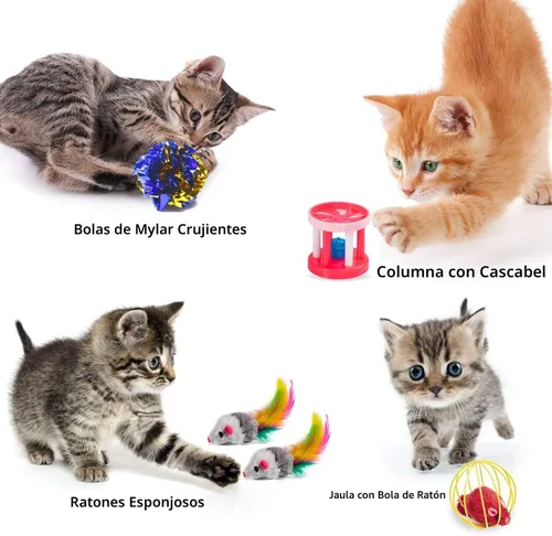 Miniatura 5 de AILUKI 35 PCS Surtidos de juguetes para gatos y gatitos, variedad de juguetes de hierba gatera que incluye túnel de 2 vías, vara con plumas