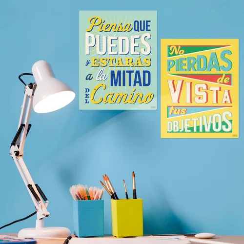 Miniatura 6 de Sweetzer & Orange Juego de 8 carteles motivacionales en español y letras BIENVENIDOS para profesores y estudiantes, gráficos de idiomas que Carteles
