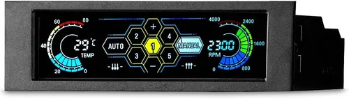 Miniatura 9 de Controlador de ventilador con monitor de temperatura, control automático de velocidad, LCD, panel frontal táctil de 5,25" de 5 canales