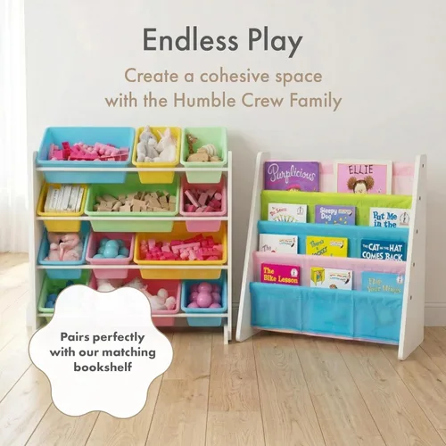 Miniatura 9 de Organizador de juguetes para niños con cajas de almacenamiento Tot Tutors, Espresso, Plástico, Blanco/Pastel Blanco/Pasteles