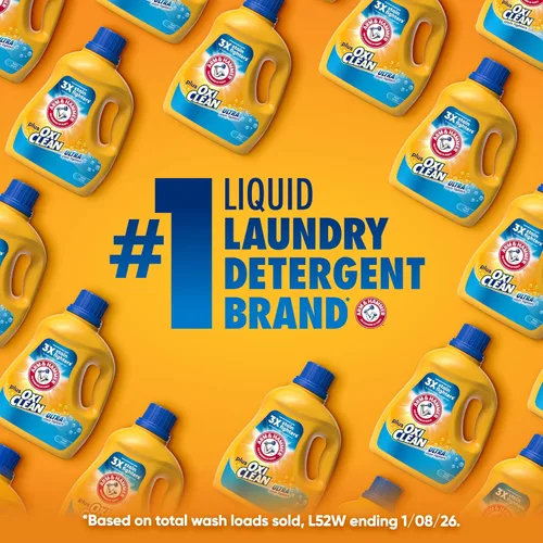 Miniatura 2 de ARM & HAMMER Plus OxiClean Ultra Stain Fighters - Detergente líquido para ropa, removedor de manchas para ropa, aroma fresco, 74 cargas, 96.2 onzas