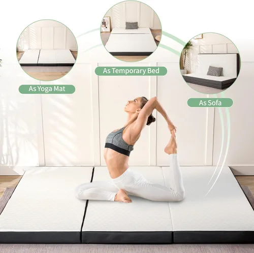 Miniatura 5 de MUUEGM Colchón plegable de espuma viscoelástica de tamaño individual, colchón plegable de 4 pulgadas para yoga, viajes, caravana, campamento