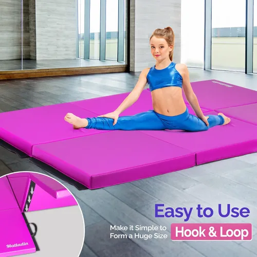 Miniatura 3 de Matladin - Alfombrilla plegable de tres pliegues de 6 pies para gimnasia, gimnasio, ejercicio, aeróbicos, alfombrillas de volteretas de 6 pies x 2