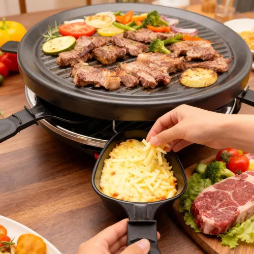 Miniatura 2 de HONNE Mini parrilla con revestimiento antiadherente, accesorios para derretir queso, repuesto de raclettes/platos adicionales de raclette