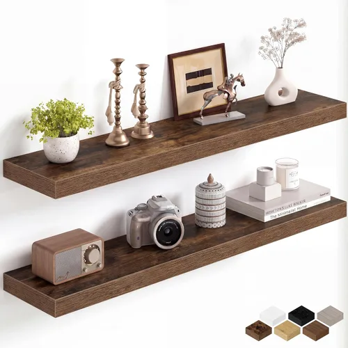 Miniatura 25 de Fun Memories Estantes flotantes de 16 pulgadas para pared, estantes de 8 pulgadas de profundidad para baño, dormitorio, cocina, montaje en pared