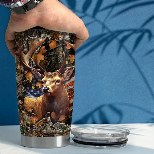 Miniatura 5 de SANDJEST Taza de ciervo 20oz Vasos aislados de acero inoxidable Taza de viaje de café Taza de regalo para hombres Regalo para cumpleaños Navidad