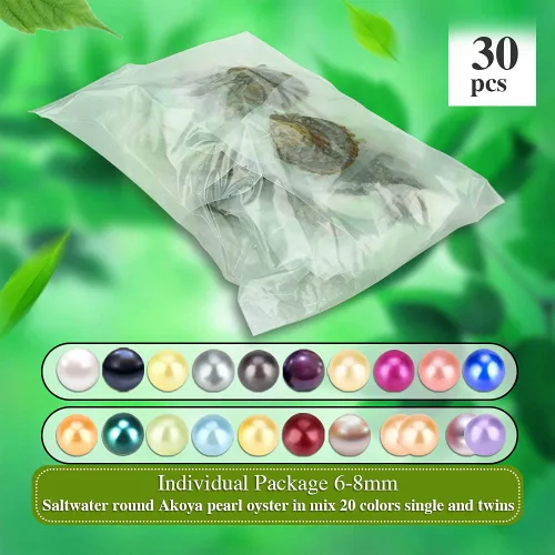 Miniatura 2 de 30 ostras de perlas Akoya de 0.236 a 0.315 pulgadas para abrir, perlas cultivadas en agua salada para fiesta