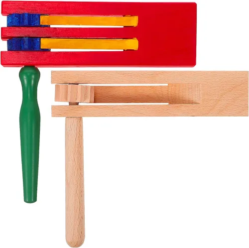 Juego de 2 piezas de trinquetes giratorios de madera para hacer ruido, castañuelas de madera para rotar Mexicanas, trinquete de ruido giratorio de
