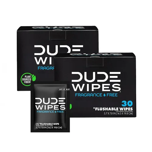 Miniatura 9 de DUDE Wipes On-The-Go Mint Chill - Toallitas de viaje – 30 unidades (envueltas individualmente) – Toallitas desechables extragrandes para adultos