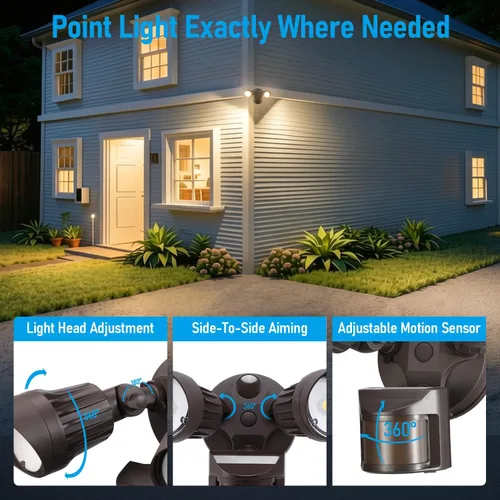 Miniatura 5 de Luz de seguridad LED con sensor circular, 2 cabezales 20W/3 cabezales 30W., LHSCT-20WRSS30-BRZ, 20.0watts, 120.00 volts COB LED Motion Detector