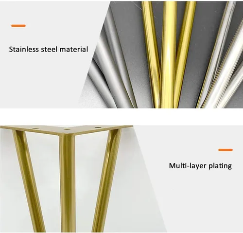 Miniatura 4 de Patas modernas de horquilla doradas, patas ajustables de metal para muebles de acero inoxidable, patas de gabinete de cocina y baño, patas
