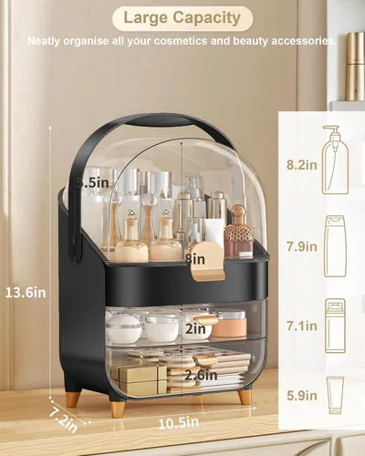 Miniatura 2 de Organizador de maquillaje para encimera, soporte para cuidado de la piel, organizador de mostrador de baño, caja de almacenamiento, vitrinas