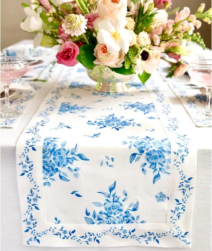 Miniatura 16 de Solino Home Camino de mesa con estampado floral rosa de 36 pulgadas, camino de mesa de lino 100% puro de 14 x 36 pulgadas para primavera, verano