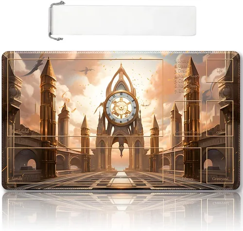 Miniatura 40 de Tapete de juego MTG cosido de alta calidad con zonas y parte trasera de goma antideslizante, tapete de juego TCG para MTG y otros juegos de cartas