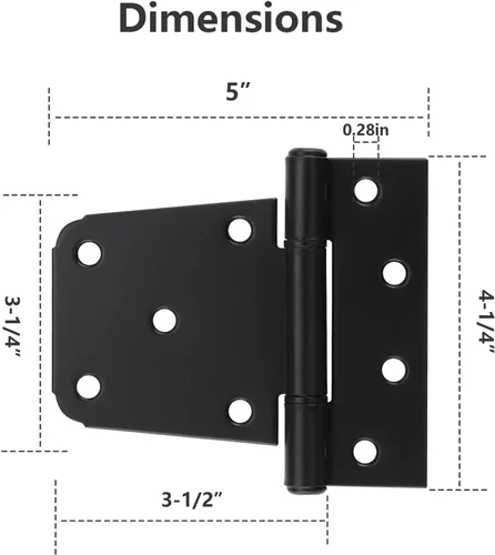 Miniatura 7 de Bisagras de puerta resistentes, paquete de 4, bisagras de puerta de granero negras de 3.5 pulgadas, bisagras de puerta de metal para puertas