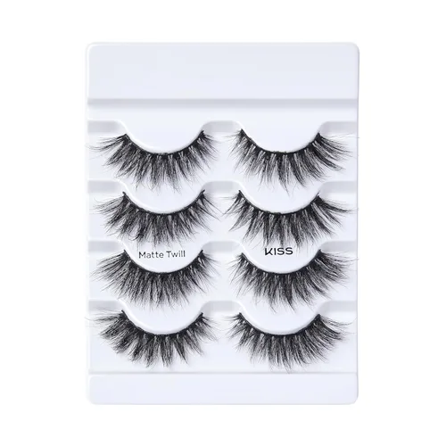 Miniatura 9 de KISS Lash Couture, pestañas postizas, sarga mate, 0.551 pulgadas, incluye 4 pares de pestañas, fáciles de aplicar, racimos de pestañas reutilizables