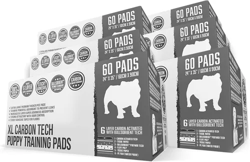 Miniatura 15 de Bulldoglogy Carbon Black XL Almohadillas para orina de perro para perros extra grandes con cinta adhesiva pegajosa - Almohadillas desechables