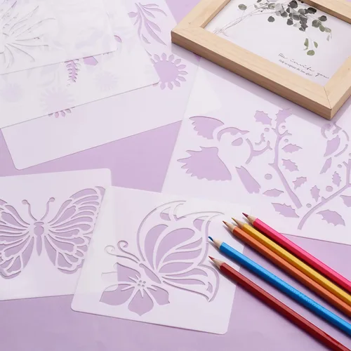 Miniatura 5 de Mega Pet 24 plantillas de pared de mariposas y flores, patrones de jardín, plantillas de dibujo, plantillas de pintura, plantillas de arte