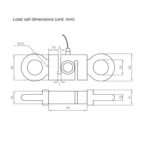 Miniatura 3 de FM-204-200K (1960N/200kgf/440Lbf) Medidor de Fuerza Digital de Empuje y Tracción con Sensor de Célula de Carga Externa, Modo Pico/Seguimiento