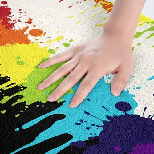 Miniatura 5 de Erosebridal Alfombras de teñido anudado arcoíris de 20 x 32 pulgadas, coloridas alfombras esponjosas para dormitorio, multicolor, alfombra duradera