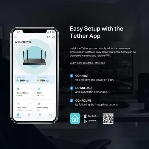 Miniatura 9 de TP-Link Dual-Band BE3600 Wi-Fi 7 Router Archer BE230 4-Stream Puertos 2×2.5G + 3×1G, USB 3.0, Quad Core de 2.0 GHz, 4 Antenas VPN, EasyMesh