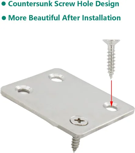 Miniatura 5 de 10 placas reparadoras resistentes, soporte plano de acero inoxidable, soporte recto, placas de fijación, conector de unión para muebles de madera