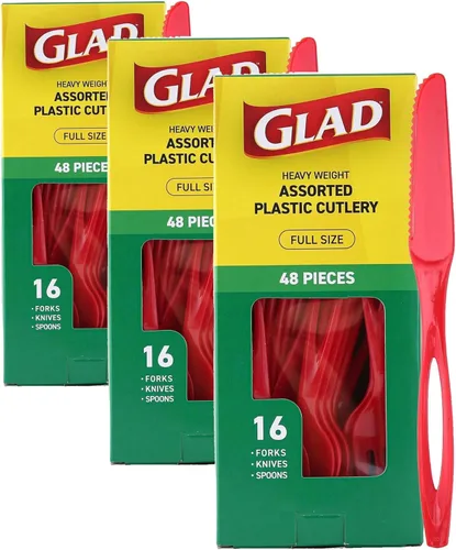 Miniatura 19 de Glad Cubiertos de plástico surtidos de alta calidad, tenedores, cuchillos y cucharas transparentes extra resistentes, juego de 150 piezas
