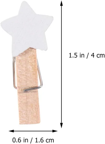 Miniatura 4 de HEALLILY 100 piezas Mini pinzas de madera con forma de estrella clips para colgar en la pared, clips de fotos, pinzas para fotos, clips