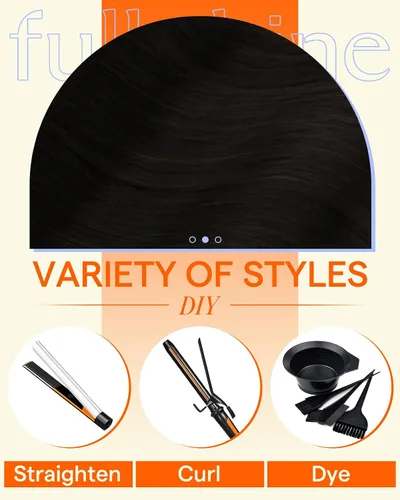 Miniatura 6 de Full Shine Invisi Edge - Extensiones de cabello con clip sin costuras, color negro azabache, cabello Remy inyectado de trama invisible para cabello